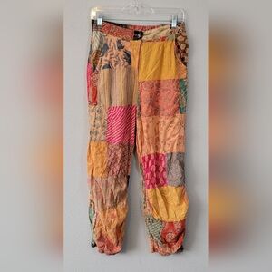 Earthbound Trading Co. Patchwork Pants Size M 100% Cotton Boho Hippie Festival